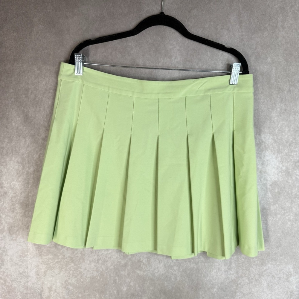 Aritzia Sunday Best Olive Micro Pleated High Waisted Skirt In Lime Green Size 16